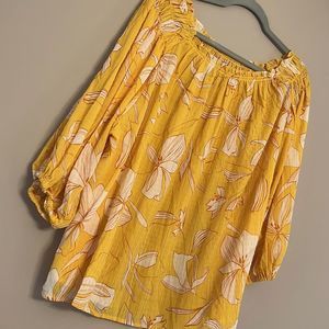 NWOT AVA & VIV Yellow Floral Boho Blouse - Size 4X